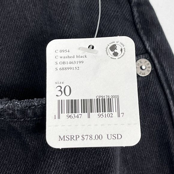 Free People Maggie Mid Rise Straight Jeans Sz 30 Distressed Washed Black Denim - Picture 8 of 11
